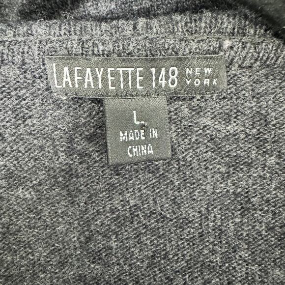 Lafayette 148 Wool Cashmere Angora Wrap Cardigan Sweater Gray Size Large - Picture 7 of 8